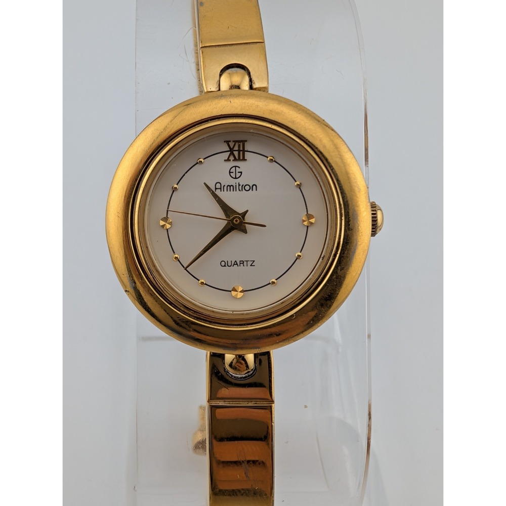 Armitron Watch Women 26mm Case Gold 6.5" Band 25/5462- New Battery - Picture 2 of 7